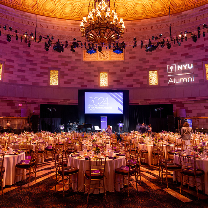 Room getting set up before the 2024 Alumni Awards event